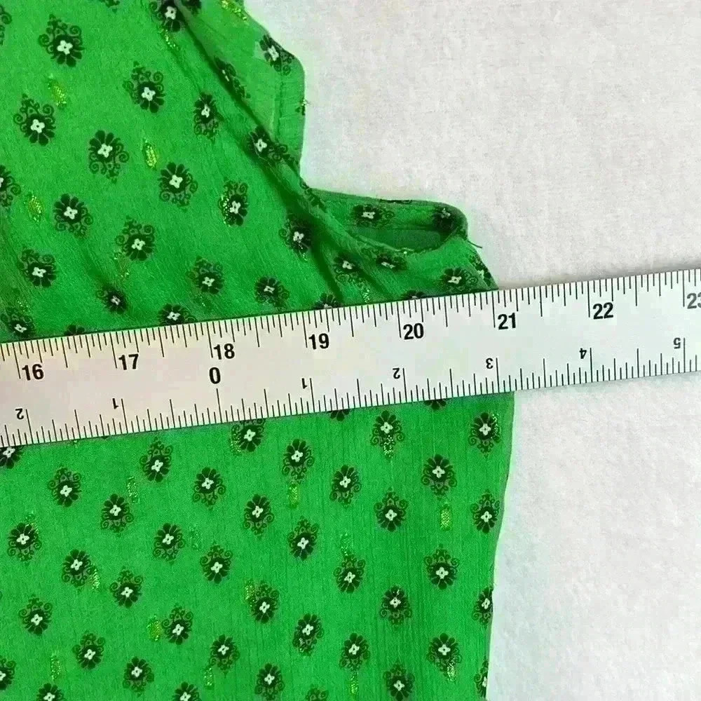 Carolina Belle Blouse Green Women’s Size L Polyester Cap Sleeve Ruffles - Picture 7 of 8